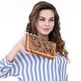 American Darling Wristlet Beautifully Hand Tooled Genuine Leather women bag western handbag purse