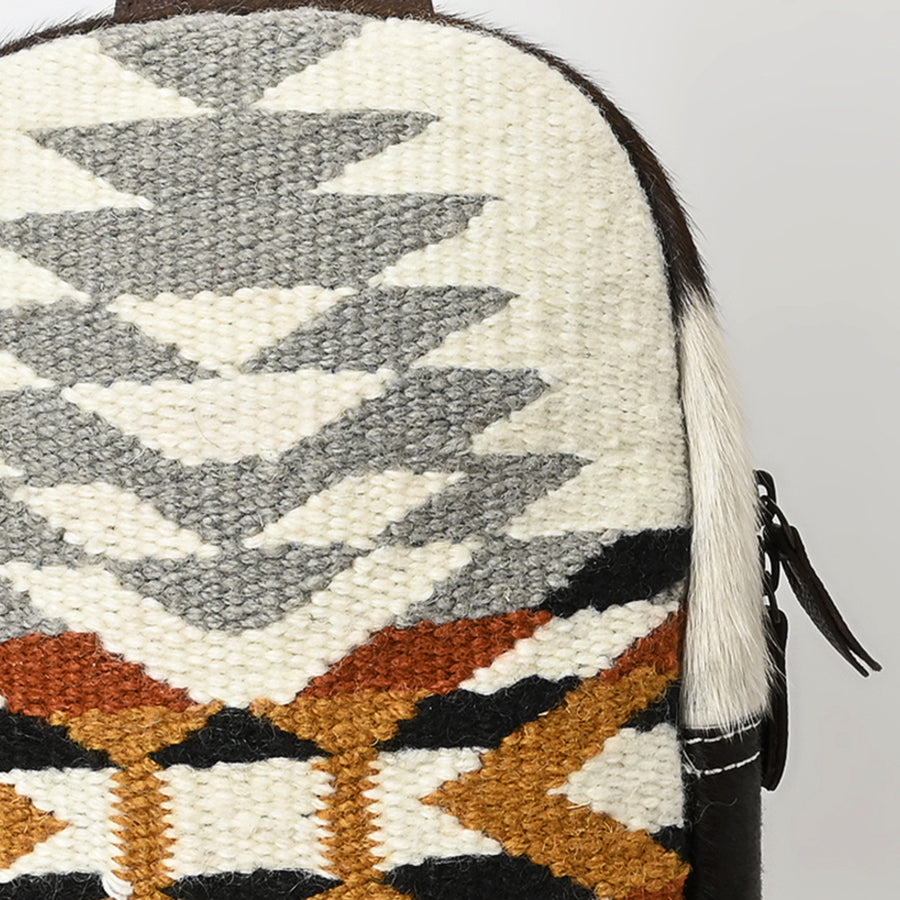 American Darling Hand Woven Saddle Blanket & Hair-On Cowhide Vegetable-Tanned Genuine Leather Sling Bag with YKK Zipper
