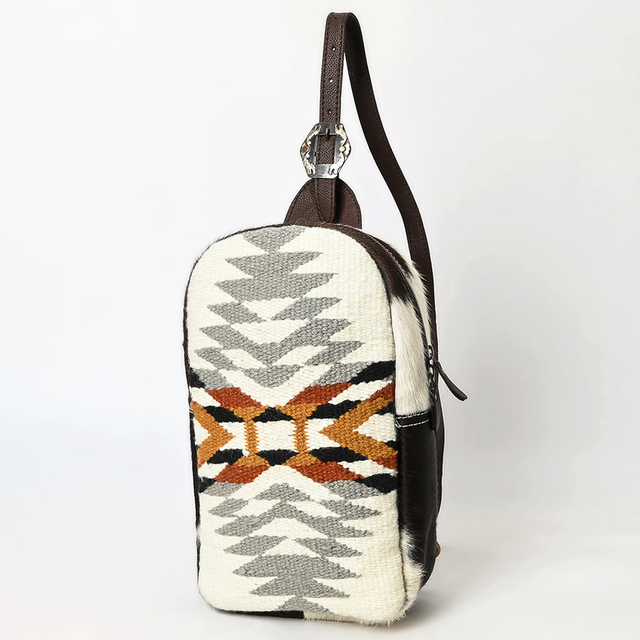American Darling Hand Woven Saddle Blanket Hair-On Cowhide Genuine Leather Sling Bag - Uhorse