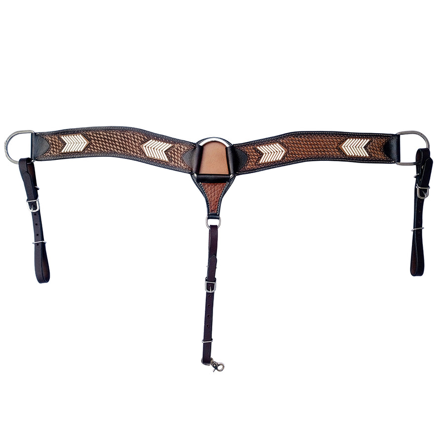 COMFYTACK W. Leather H. Tripping Breast Collar Brown Basket Weave – by Hilason – Cowboy and equestrian accessories