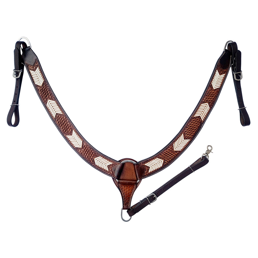 COMFYTACK W. Leather H. Tripping Breast Collar Brown Basket Weave – by Hilason – Cowboy and equestrian accessories