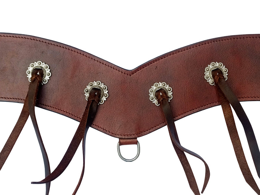COMFYTACK Western Leather Horse Tripping Breast Collar Tack Brown With Concho