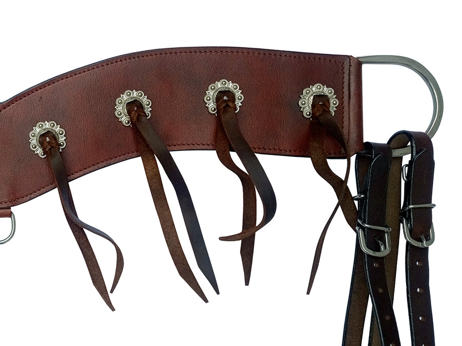 COMFYTACK Western Leather Horse Tripping Breast Collar Tack Brown With Concho