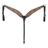 BAR H EQUINE Western Handtooled Leather Horse Headstall and Breast Collar Set - Uhorse