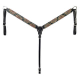 Black leather breast collar with sunflower tooling - Uhorse