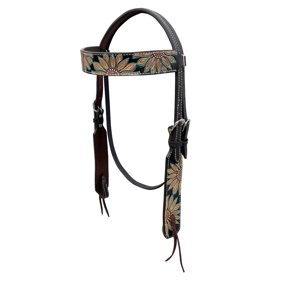 BAR H EQUINE Western Handtooled Leather Horse Headstall & Breast Collar Set | Tack
