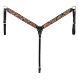 Tooled leather breast collar with black hardware - Uhorse