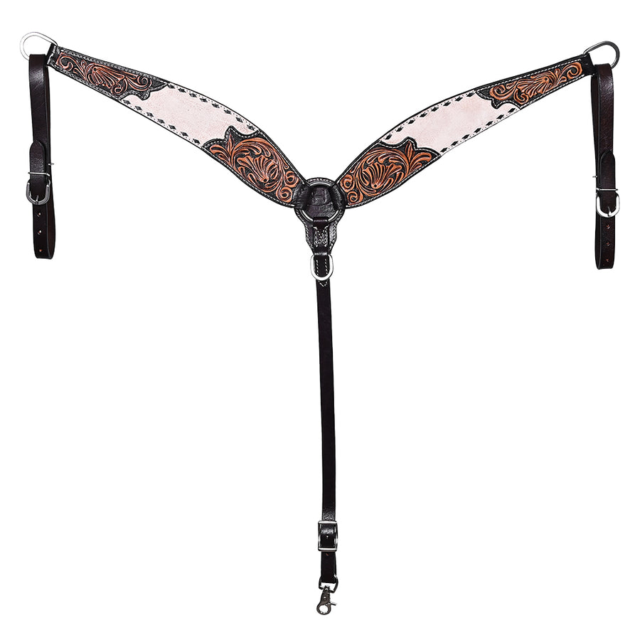 BAR H EQUINE Western Handtooled Leather Horse Breast Collar Tack - Uhorse