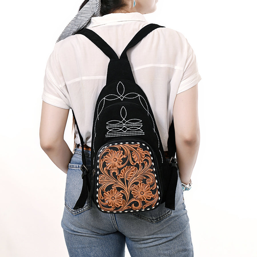 American Darling Sling Hand Tooled Genuine Leather Suede bag | Fanny Pack for Women