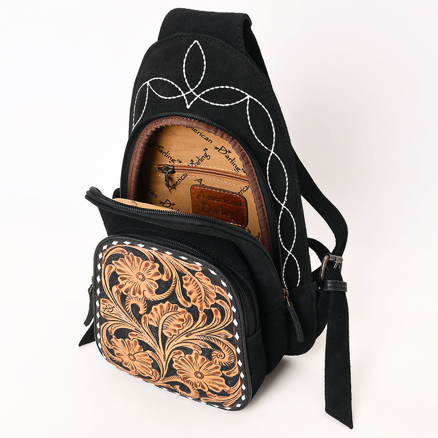 American Darling Sling Hand Tooled Genuine Leather Suede bag | Fanny Pack for Women