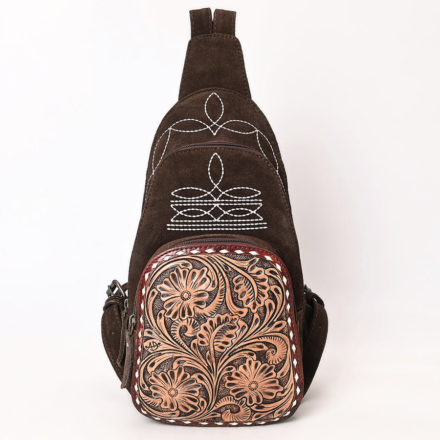 American Darling Sling Hand Tooled Genuine Leather Suede bag | Fanny Pack for Women