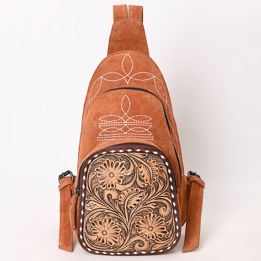 American Darling Sling Hand Tooled Genuine Leather Suede bag | Fanny Pack for Women