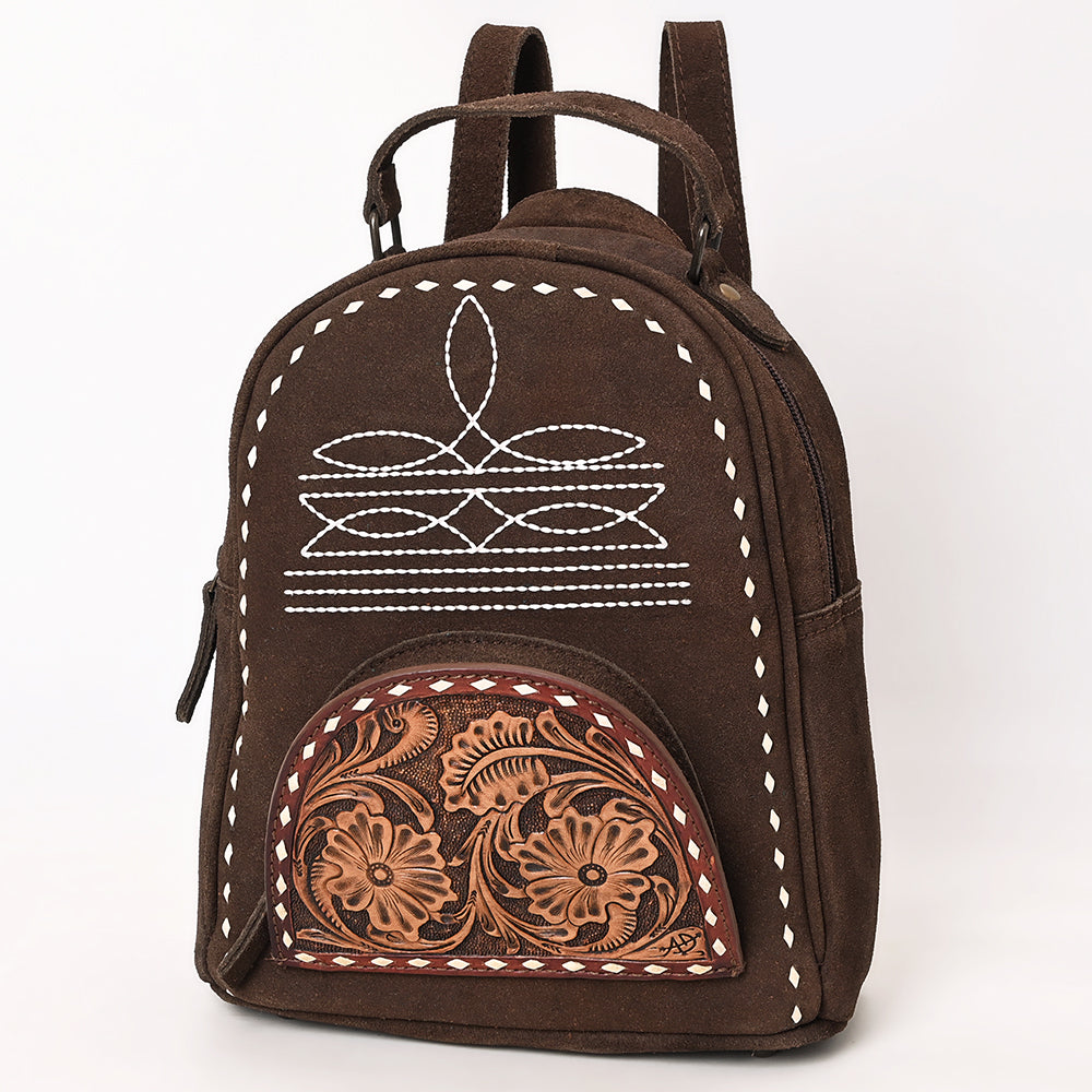 American Darling Backpack Hand Tooled Genuine Leather Women Bag W. Black