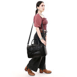 American Darling Adbg1562C Duffel Crocodile Embossed Genuine Leather Women Bag Western Handbag Purse