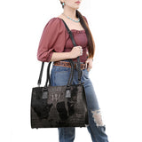 American Darling Tote Crocodile Embossed Genuine Leather Women Bag Western Handbag Purse