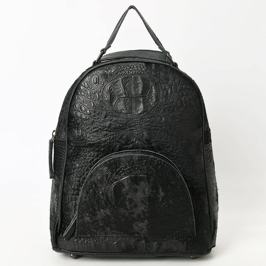 American Darling Western Backpack Bag Handcrafted from Crocodile Embossed Genuine Leather | Buckstitch Detail & YKK Zipper