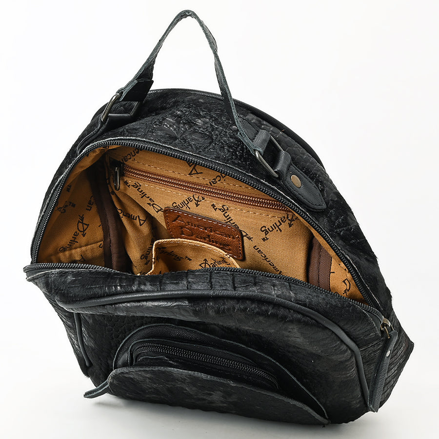 American Darling Western Backpack Bag Handcrafted from Crocodile Embossed Genuine Leather | Buckstitch Detail & YKK Zipper