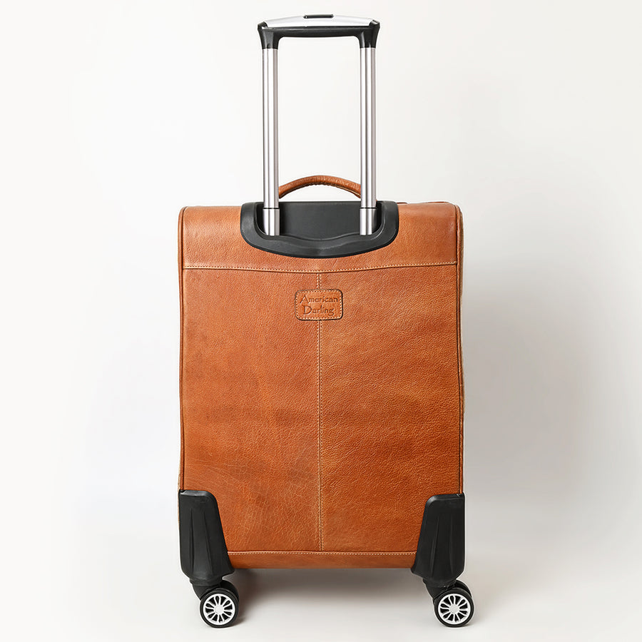 American Darling Travel Case Beautifully Hand Tooled Hair-On Genuine Leather Women Trolley bag