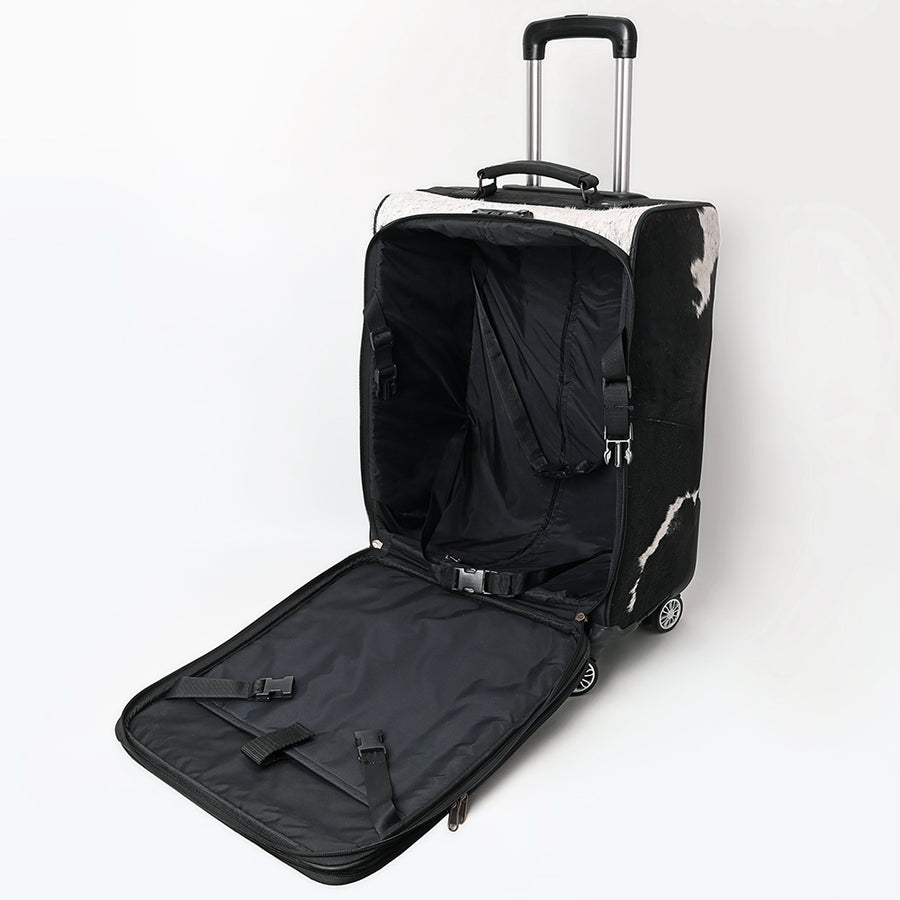 American Darling Travel Case Beautifully Hand Tooled Hair-On Genuine Leather Women Trolley bag