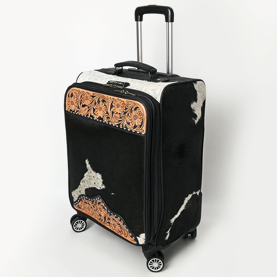 American Darling Travel Case Beautifully Hand Tooled Hair-On Genuine Leather women Trolley bag - Uhorse