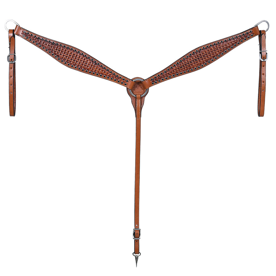 Comfytack Western Horse Breast Collar Hand Tooled Genuine American Leather Tack Brown - Uhorse