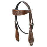 COMFYTACK Horse Floral Headstall Breast Collar Set American Leather Tan