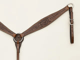 COMFYTACK Horse Floral Headstall Breast Collar Set American Leather Tan