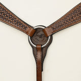 COMFYTACK Horse Floral Headstall Breast Collar Set American Leather Tan