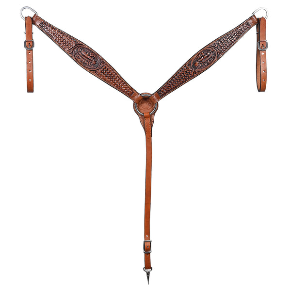 Comfytack Western Horse Headstall Breast Collar Hand Tooled Genuine American Leather Tack Brown - Uhorse