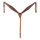 COMFYTACK W. H. Floral Hand Tooled Breast Collar American Leather – by Hilason – Cowboy and equestrian accessories