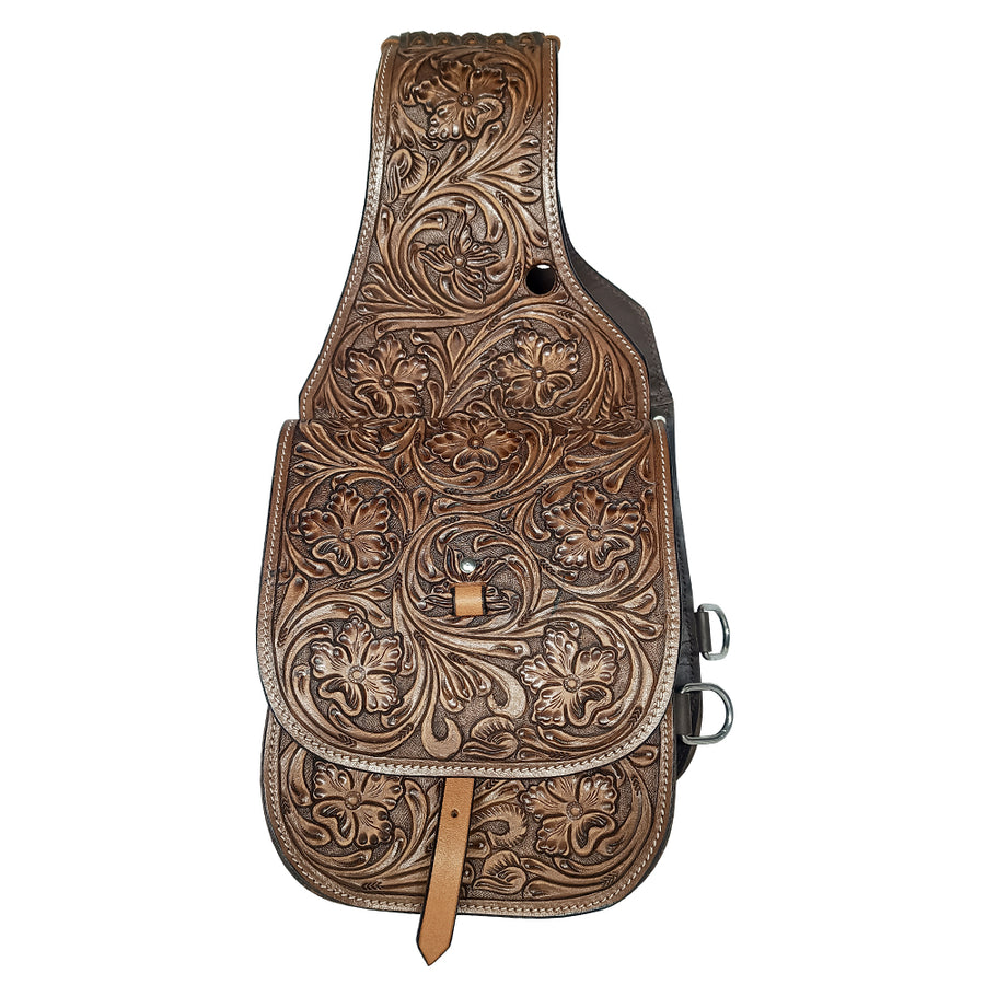 COMFYTACK Western Horse Leather Saddle Bag Heavyduty Floral Dark Brown - Uhorse