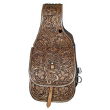 COMFYTACK Western Horse Leather Saddle Bag Heavyduty Floral Dark Brown