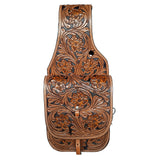 COMFYTACK Western Horse Leather Saddle Bag Heavyduty Floral Carved Brown