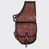 Comfytack Western Horse Floral Hand Carved Genuine Leather Saddle Bag Brown