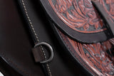 Comfytack Western Horse Floral Hand Carved Genuine Leather Saddle Bag Brown