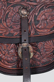 Comfytack Western Horse Floral Hand Carved Genuine Leather Saddle Bag Brown