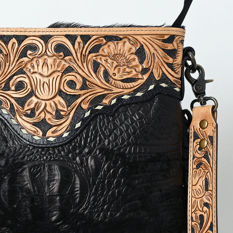 American Darling Large Crossbody Beautifully Hand Tooled Crocodile Embossed Leather Women Bag Western Handbag Purse Cute