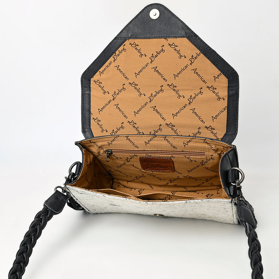 American Darling Envelope Hand Tooled Hair-On Genuine Leather Women Western Handbag | Bag for Purse
