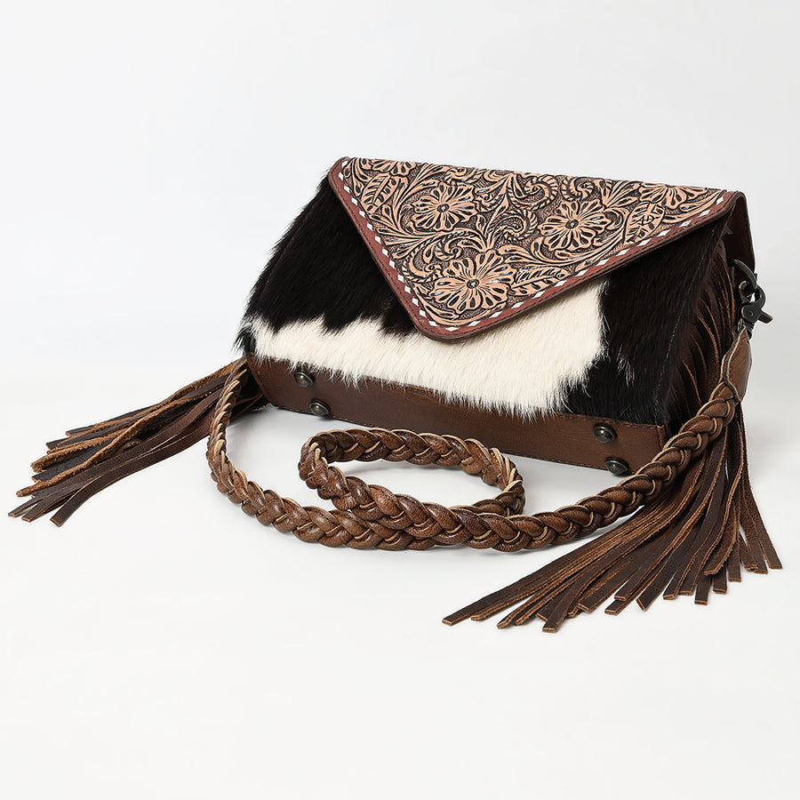 American Darling Envelope Hand Tooled Hair-On Genuine Leather Women Western Handbag | Bag for Purse