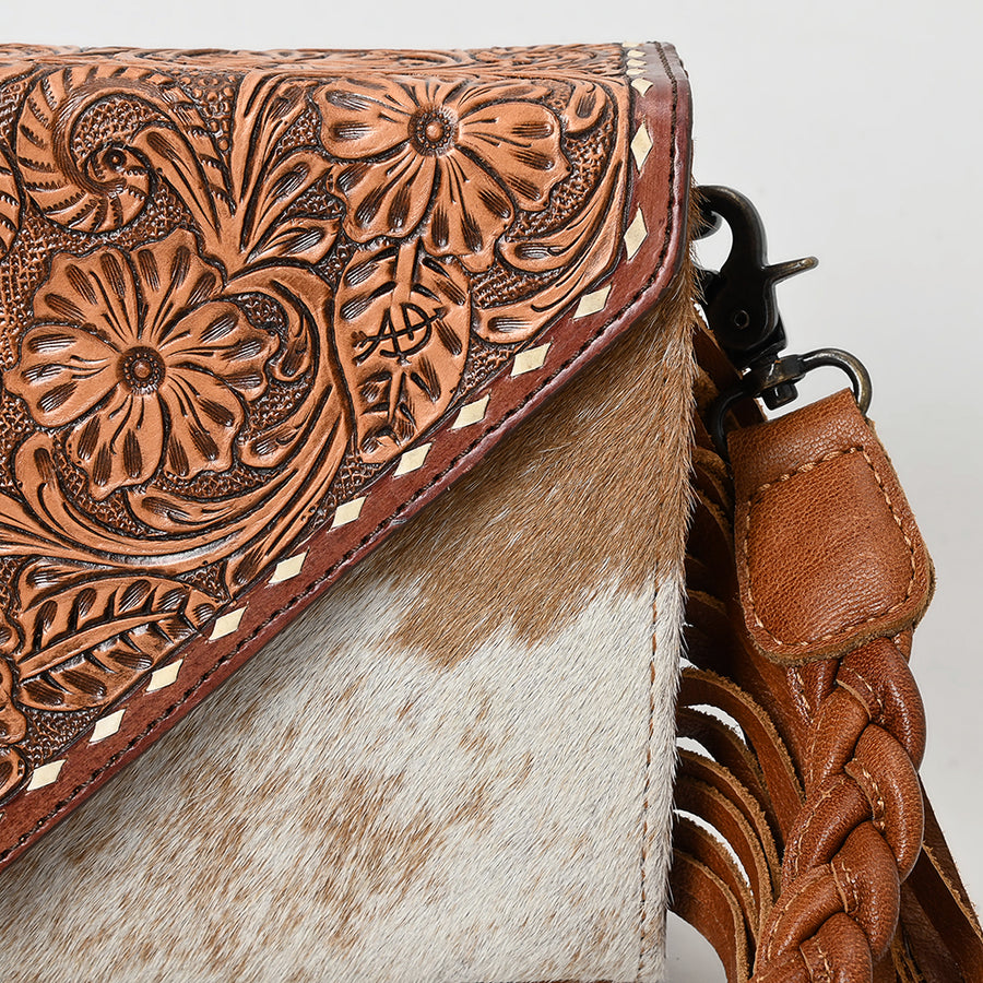 American Darling Envelope Hand Tooled Hair-On Genuine Leather Women Western Handbag | Bag for Purse