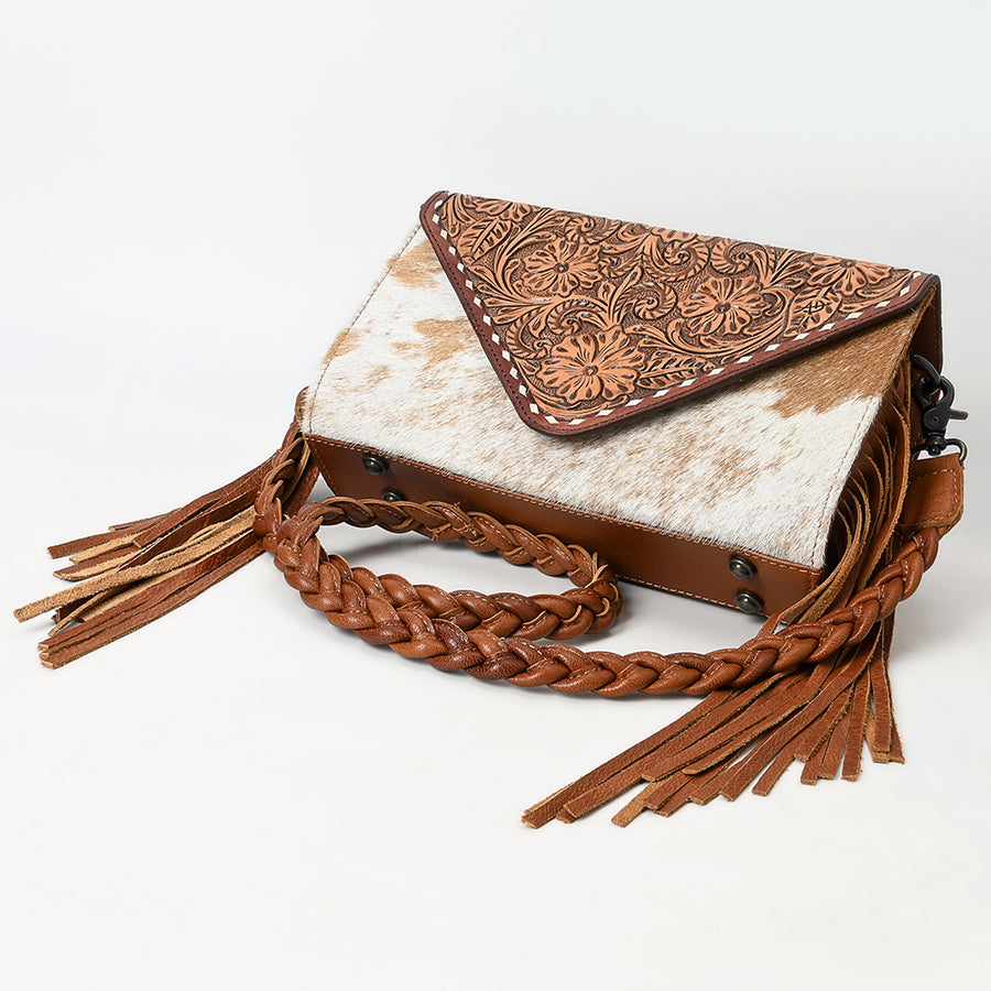 American Darling Envelope Hand Tooled Hair-On Genuine Leather Women Western Handbag | Bag for Purse