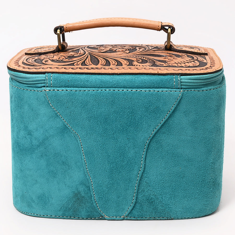 American Darling Women's Hand Tooled Floral Carved Genuine Leather Jewelry case Eco-Friendly Travel Organizer YKK Zipper
