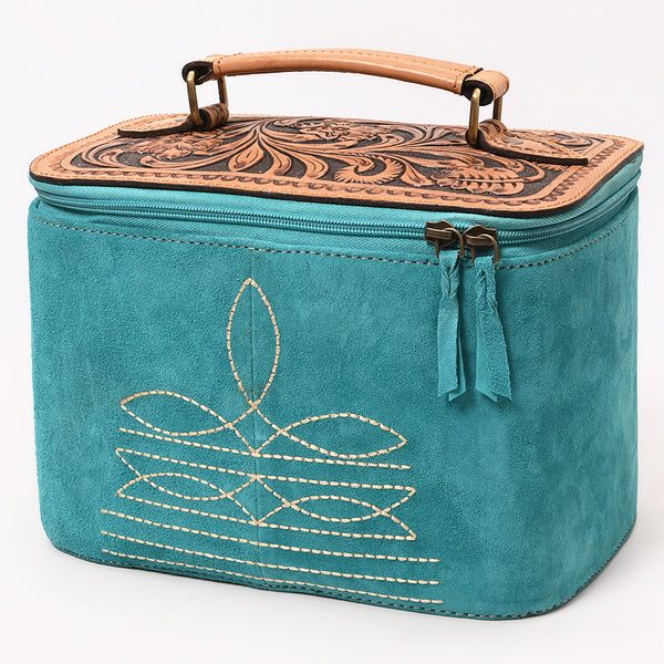 American Darling Hand Tooled Floral Carved Genuine Leather Jewelry case - Uhorse