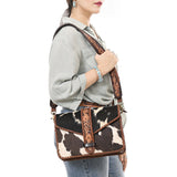 American Darling Hand Tooled Hair On Genuine Suede Leather Clutch Bag | Tooled Travel Jewelry Case