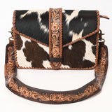 American Darling Hand Tooled Hair On Genuine Suede Leather Clutch Bag | Tooled Travel Jewelry Case