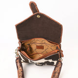 American Darling Hand Tooled & Hair On Genuine Leather Clutch Bag