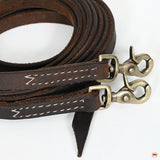 Hilason Western Horse Genuine Leather Split Reins Dark Brown