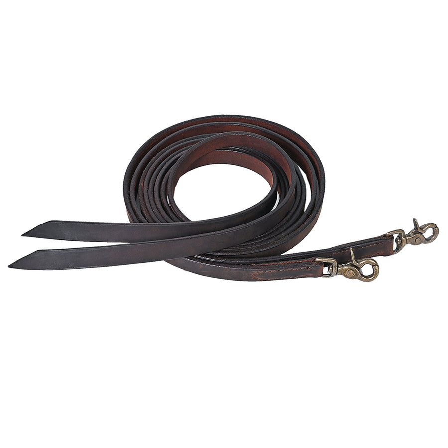 Hilason Western Horse Genuine Leather Split Reins Dark Brown 3/4" x 7' - Uhorse
