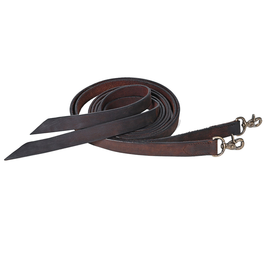Hilason Western Horse Genuine Leather Split Reins Dark Brown 1" x 7' - Uhorse
