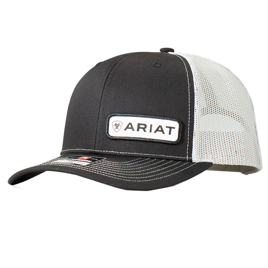 Ariat Logo Crown Hat Cap Black & Grey Mesh Snapback Adjustable – by Hilason – Cowboy and equestrian accessories